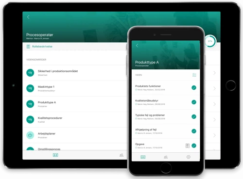 Champs app vises på tablet og mobil, set fra en medarbejders synspunkt